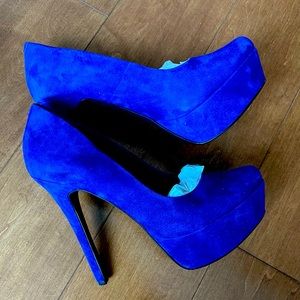 Blue suede heels/pumps by Jessica Simpson. Size 7